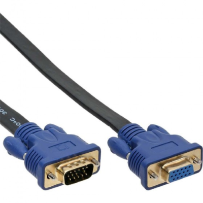 InLine Cavo S-VGA. Sub-D 15pin HD femmina a Sub-D 15pin HD maschio. 2m. Piatto. pin dorati. nero