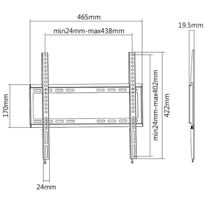 STAFFA TV/MONITOR 32/55 BK NEW MAX 35KG MAX VESA 400*400