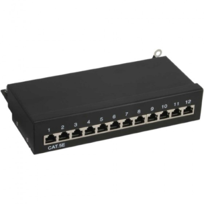 InLine Patch Panel Cat.5e. 12-porte. installazione tavolo/parete. nero. RAL9005