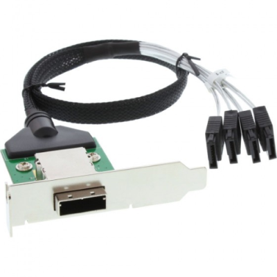 InLine Adattatore SAS su staffa PCI low profile da 26-pin Mini SAS (SFF-8088) esterno a 4x SATA interne su cavo da 0.5m