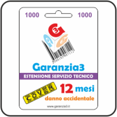 Garanzia 3 Cover Estensione del Servizio Tecnico per danno accidentale fino ad un massimale di € 1000,00