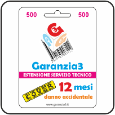 Garanzia 3 Cover Estensione del Servizio Tecnico per danno accidentale fino ad un massimale di € 500,00