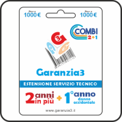 Garanzia 3 Combi 2 anni di estensione del servizio tecnico e 1 anno di copertura dal danno accidentale per un massimale di € 1000,00