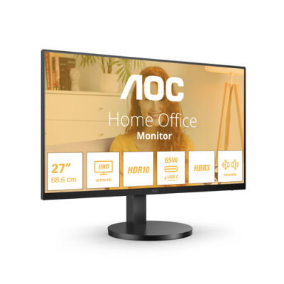AOC MONITOR 27 LED IPS 4K UHD 16:9 4MS 350 CDM. REG ALTEZZA. USB-C DOCK. HDMI. MULTIMEDIALE