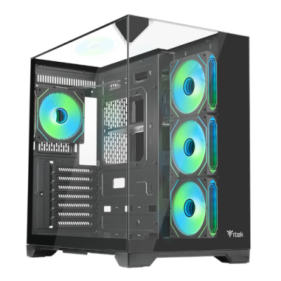 Case DARK CAVE PANO - Gaming Tower- ATX- 4x12cm ARGB fan- 2xUSB3- Type-C- Temp Glass Top- Side & Front Panel