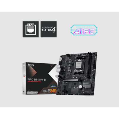 MSI MB MS-7E76PRO B840M-B601-7E76-020.21801-7E76-002STD PRO B840M-B.B840.AM5.2DDR5.1PCI-Ex16.1PC