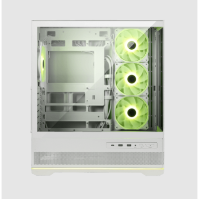 MSI CASE BIANCO. 2 USB. 1 TYPE-C. 3X120MM ARGB REVERSE BLADE FAN. 1X120MM ARGB FAN. ARGB+PWM CONTROL