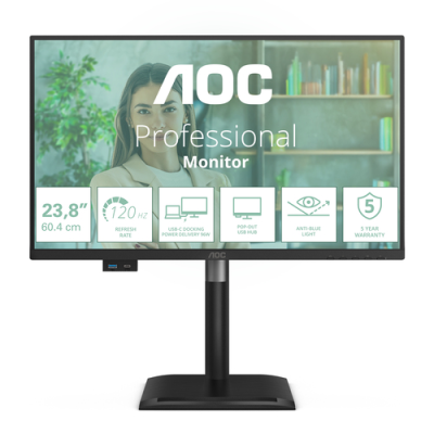 AOC MONITOR 23.8 LED IPS FHD 16:9 120Hz. REG ALTEZZA. USB-C