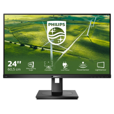 PHILIPS MONITOR 23.8 LED IPS 16:9 FHD 4MS 250 CDM. VGA/DVI/DP/HDMI. GREEN LINE. PIVOT. MULTIMEDIALE