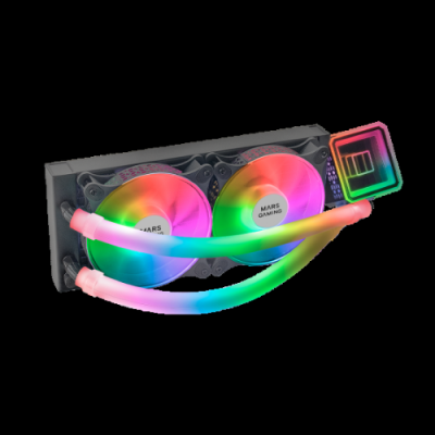 Mars Gaming ML-ULTRA240 ARGB Liquid Cooler con 2 Ventole PWM Dual Ring da 120mm - Black