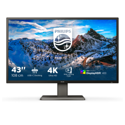 PHILIPS MONITOR 42.5 LED VA 16:9 4K UHD 4MS 400 CDM. DP/HDMI HUB USB-C. PIVOT. MULTIMEDIALE