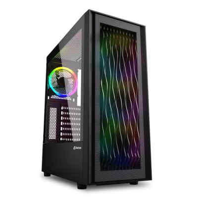 SHARKOON CASE RGB WAVE. ATX. ADDRESSABLE. 7 SLOT EXPANSION. 1 USB-C. 2 USB 3.0