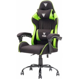 Itek gaming chair rhombus ff10 - tessuto, doppio cuscino, schienale reclinabile, nero verde
