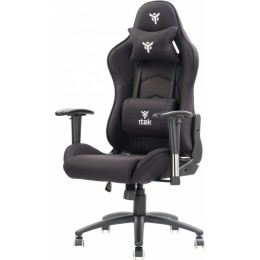 Itek gaming chair playcom fm20 - tessuto, doppio cuscino, braccioli 2d, nero nero
