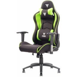 Itek gaming chair playcom fm20 - tessuto, doppio cuscino, braccioli 2d, nero verde