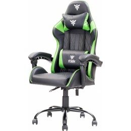 Itek gaming chair rhombus pf10 - pvc, doppio cuscino, schienale reclinabile, nero verde