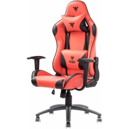 Itek gaming chair playcom pm20 - pvc, doppio cuscino, schienale reclinabile, rosso nero