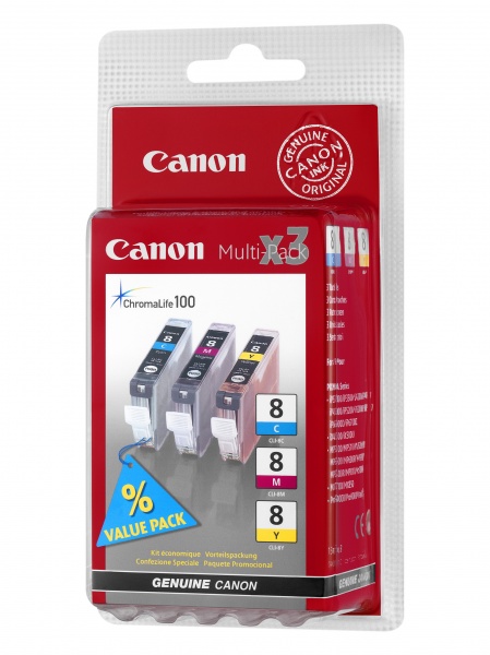 Canon cli-8 3 color y, c, m - ip3500, ip4500, ip5300, mp510, mp520, mp610, mp960, mp970, mx700, mx850, pro9000