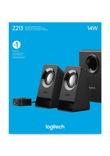 Casse logitech retail z213 7w rms 2x1,5w-satelliti + 1x4w-subwoofer 2.1 speaker con telecomando a cavo