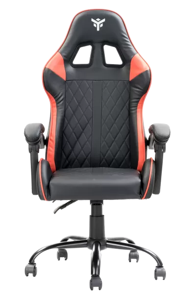 Itek gaming chair rhombus pf10 - pvc, doppio cuscino, schienale reclinabile, nero rosso