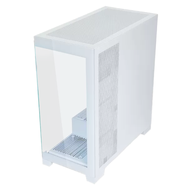 Case showbui 45w - gaming tower, atx, 4x12cm argb fan, 2xusb3, type-c, side e front panel temp glass, white edition