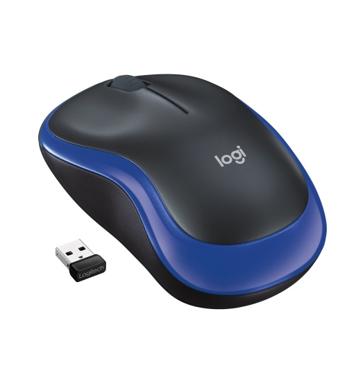 Mouse wireless Logitech M185 blu e nero, Compatibile con PC, Mac, Laptop